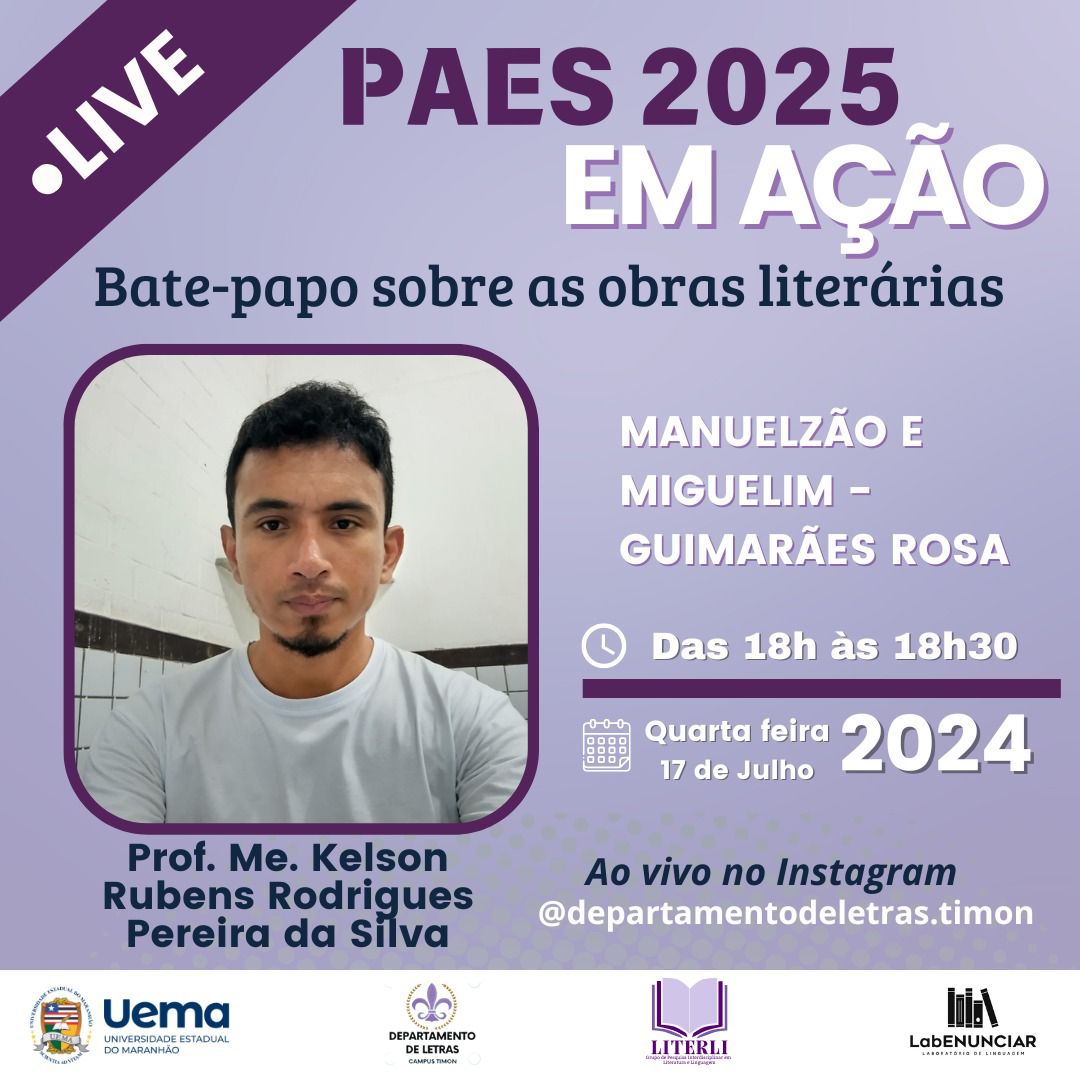 UEMA Live da Uema Timon explora obra literária para o PAES 2025