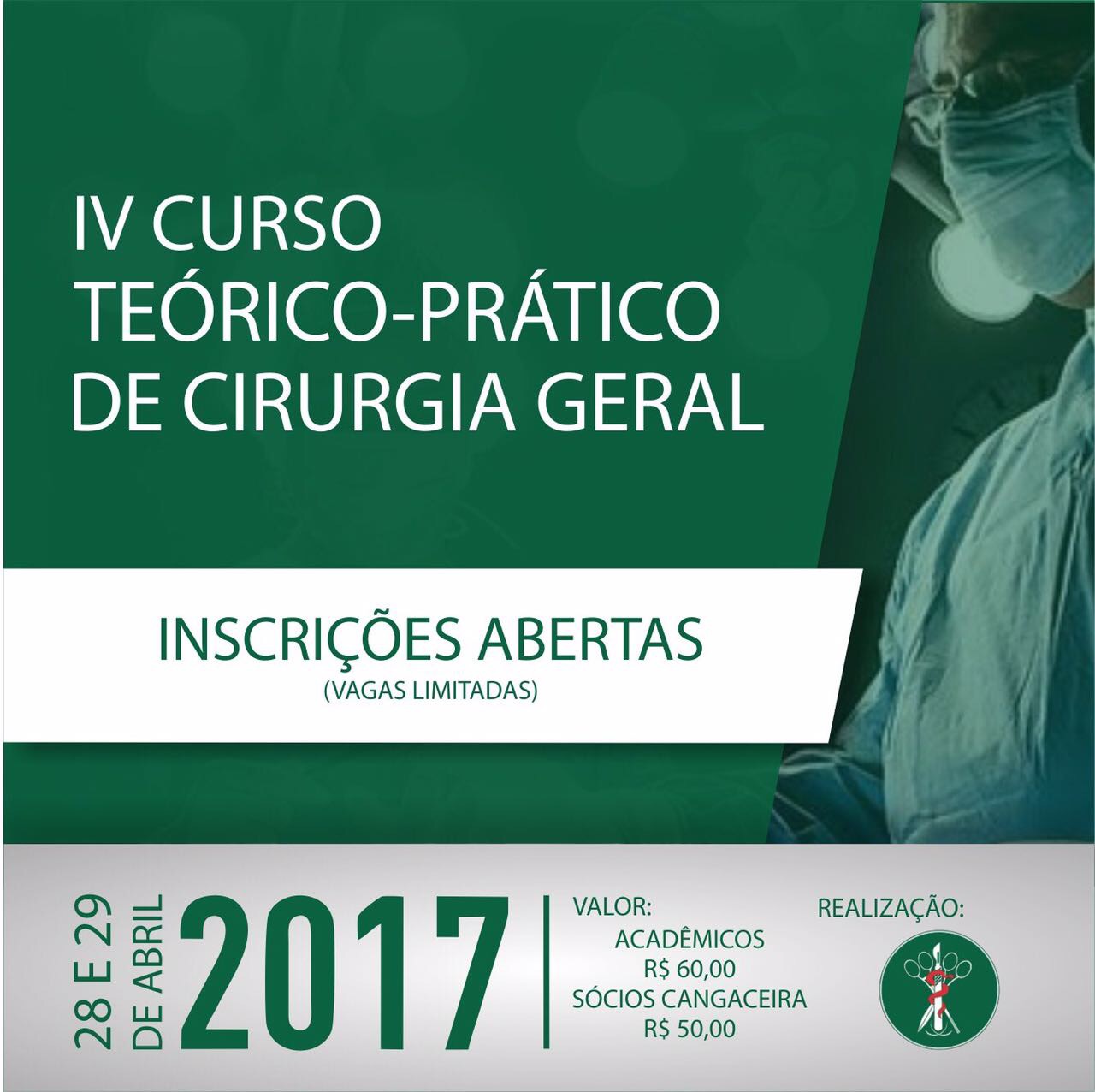 Inscrições abertas para o IV Curso Teórico-Prático de Cirurgia Geral