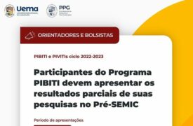 PPG libera datas para apresentação dos resultados parciais para participantes do Programa PIBITI no Pré-SEMIC